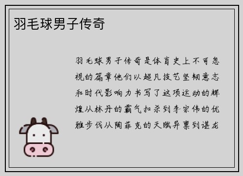 羽毛球男子传奇